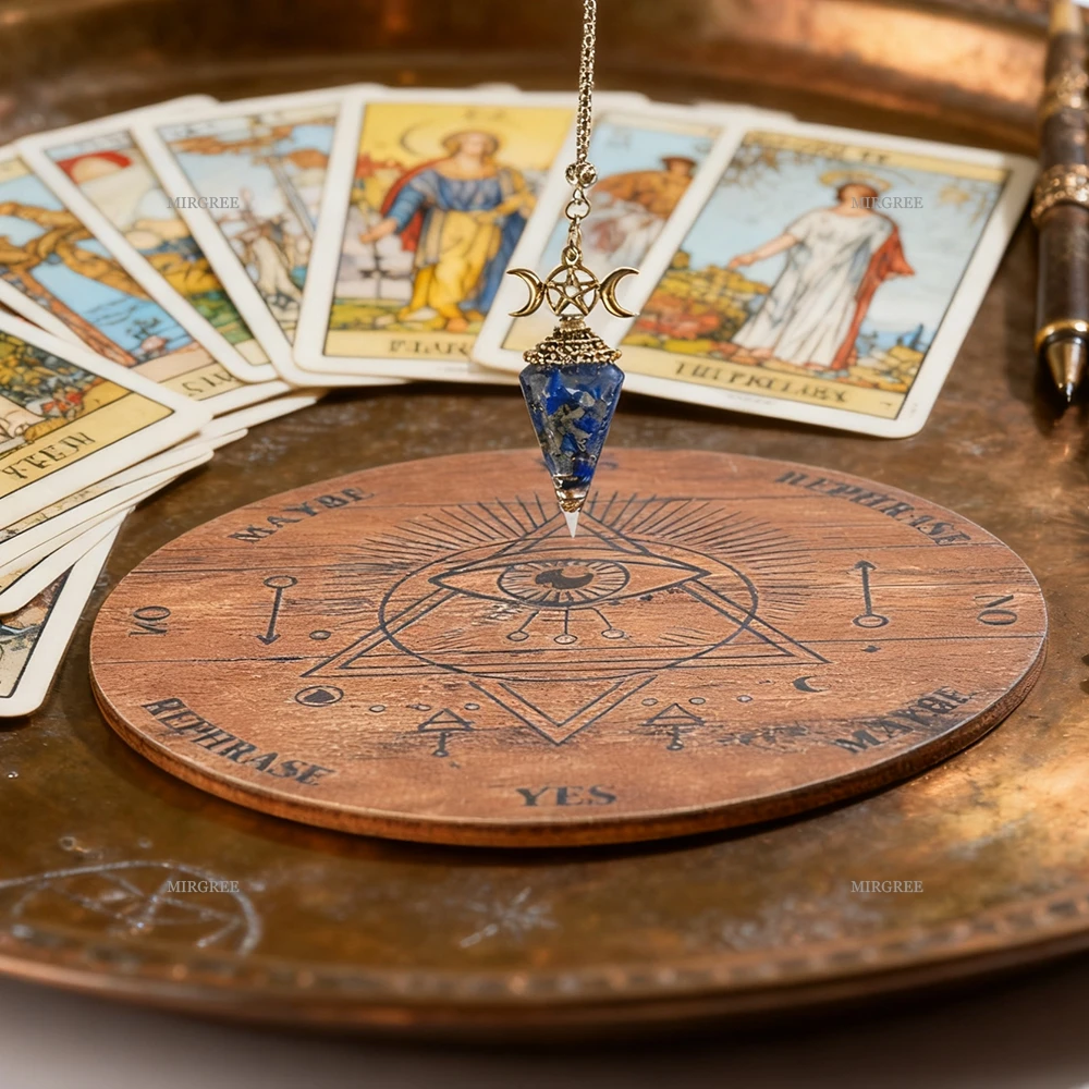 2pcs Crystal Spiritual Pendulum and Divination Plate, Core Accessories for Mysterious Ceremonies,Decision Making, and Meditation
