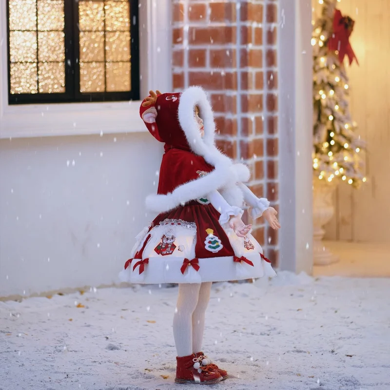 

Christmas Girl Autumn Winter Cartoon Cosplay Cape Elk Princess Dress 2025 New Anime Kawaii Little Girl Birthday Party Dress Gift