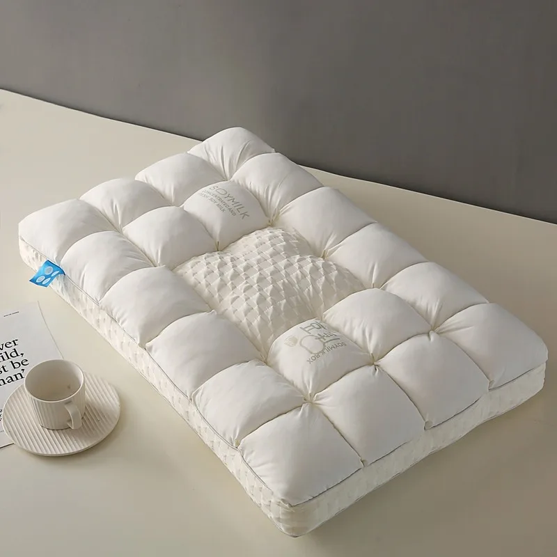 White soy milk cloud pressure relief pillow bread lattice setting partition pillow core home student dormitory