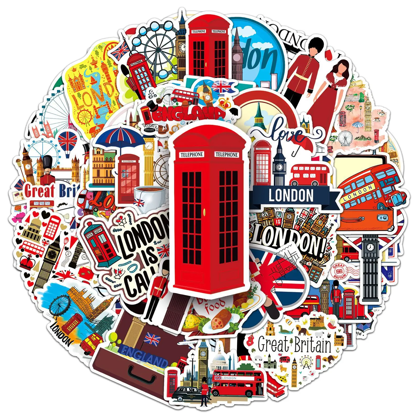 

50PCS Cartoon Britain Outdoor Scenery Travel Graffiti Sticker Waterproof Decal Toy for Notebook Water Cup Luggage Bicycle Desk