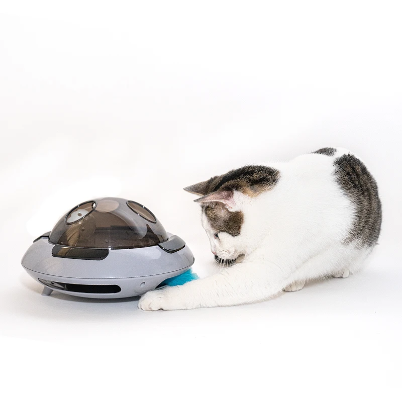 Electric Smart Flying Saucer Pet Cat With Feather Turntable Toy