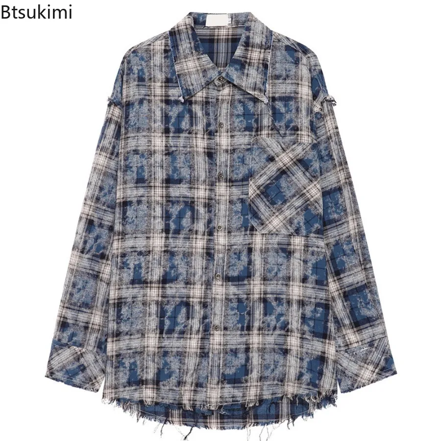 

Men's American Style High Street Plaid Long Sleeve Shirts Casual Vintage Spring Autumn Shirt Jacket Trendy for Men Male Clothing