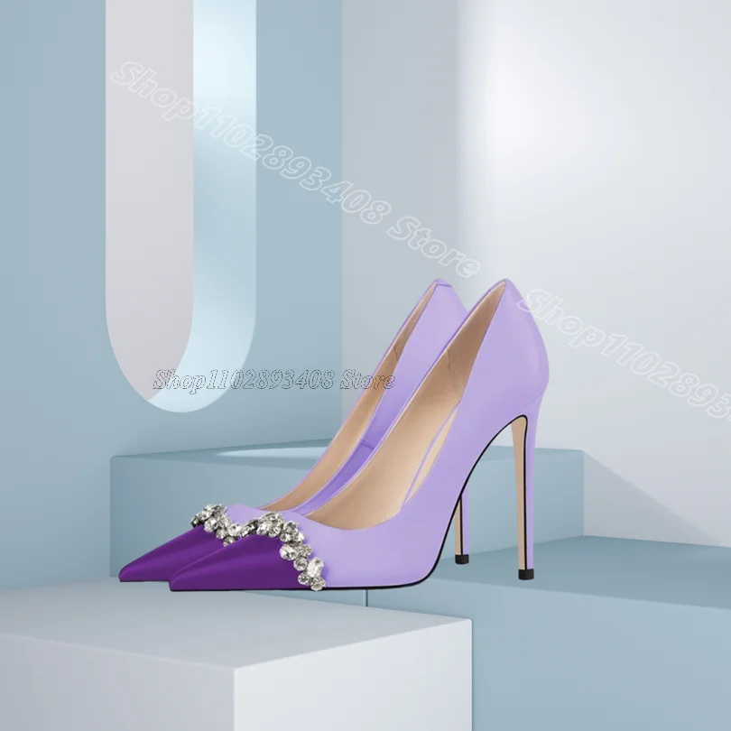 

Purple Patchwok Design Stiletto Pumps Slip on New Stylish Spring British Style Women Party Dress Shoes 2025 Zapatos Para Mujere