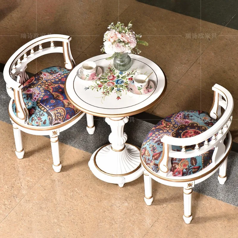 Ruishio lazer ao ar livre sofá cadeira pintada conjunto de mesa redonda sala estar varanda uma mesa duas cadeiras pátio poltrona