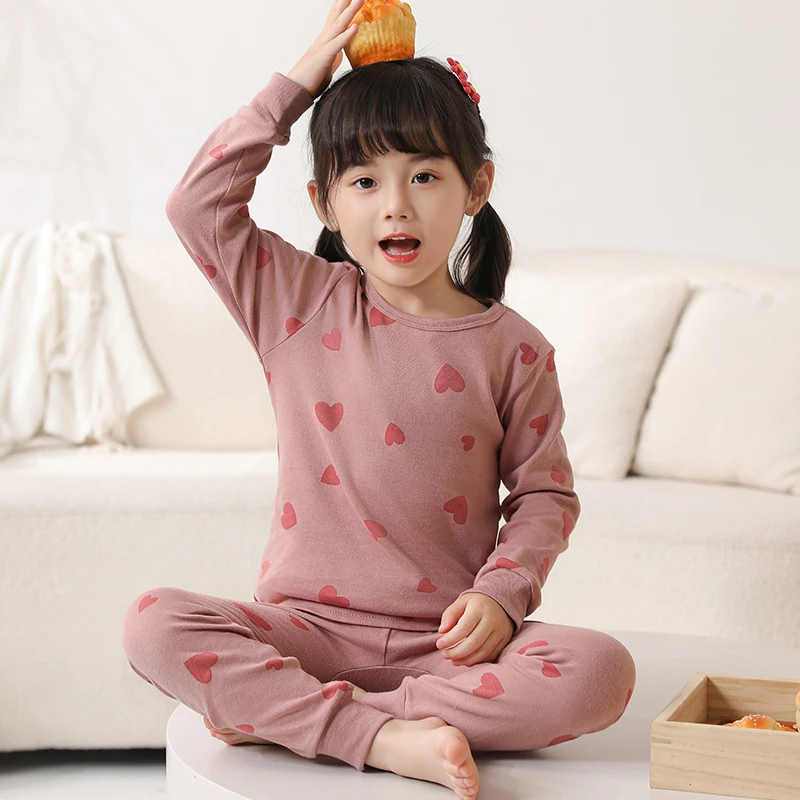 2 to 14 Years Girls Sleepwear Set Autumn Winter Children Cartoon Pajamas Cotton Pijamas Boys Dinosaur Loungewear 2Pcs Tops+Pants