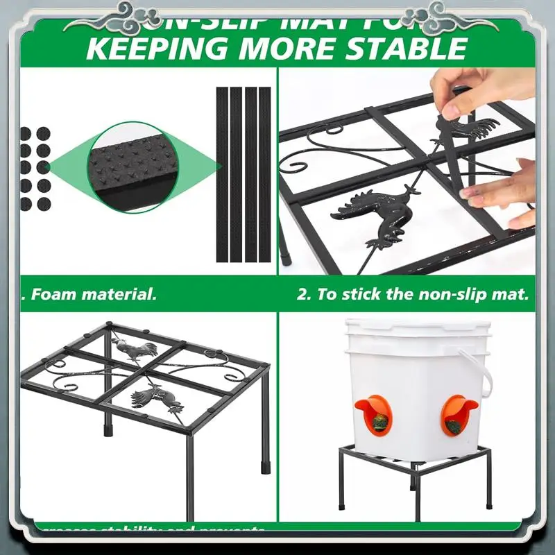 

Durable 2 PCS Metal Stand For Chicken Feeder Waterer, Stand Holder With 4 Legs, Supports Rack For Buckets Barrels