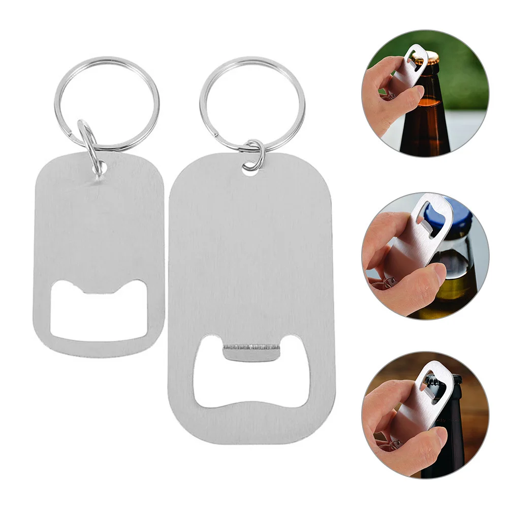 

10Pcs Metal Bottle Opener Keychain Sturdy Small Flat Beer Bottle Cap Opener Convenient Carry Badge Making Supplies