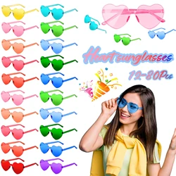12-80 Wedding Heart Sunglasses Fun Party Sunglasses Rimless Heart Shaped Glasses Wedding Glasses for Guest Bachelor Party Favor