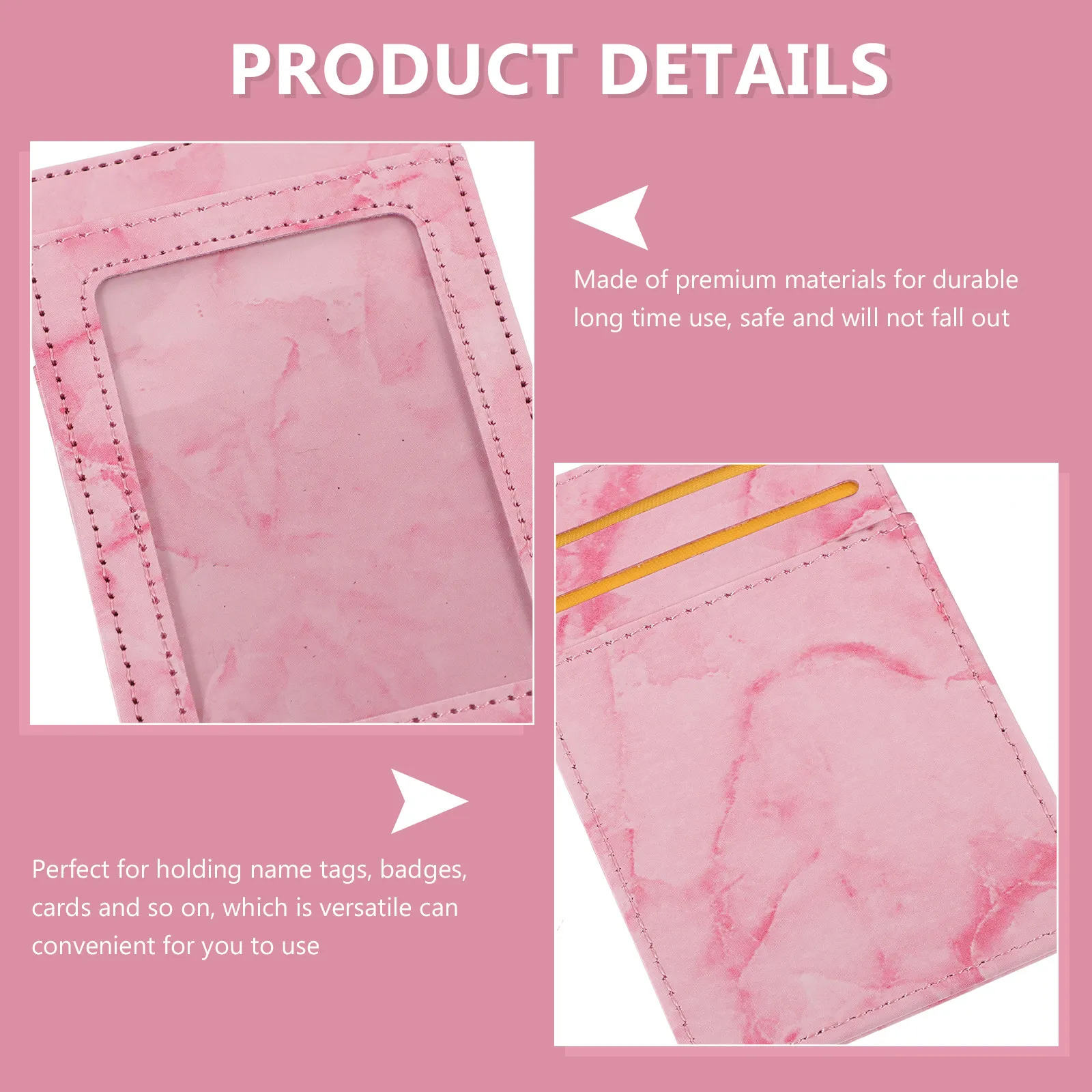 1Set Marble Pattern Id Badge Holder Retractable Work Card Holder Detachable Lanyard Anti-Scratch Protective Cover Student Card