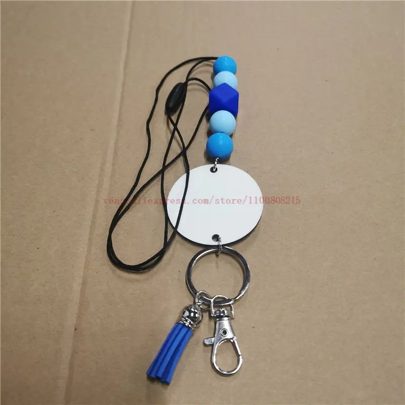 sublimation blank Silicone  bead Lanyard with mdf  hot transfer blank material 10pcs/lot