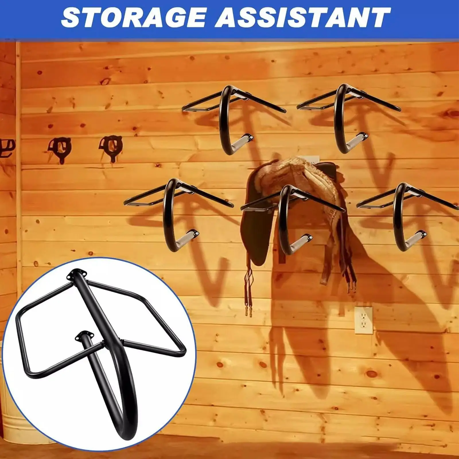 

Saddle Rack Wall Mounted Holds Tack, Pad, Accessories Multifunctional Stable Saddle Stand for Farm Tack Room Horse Stall Barn