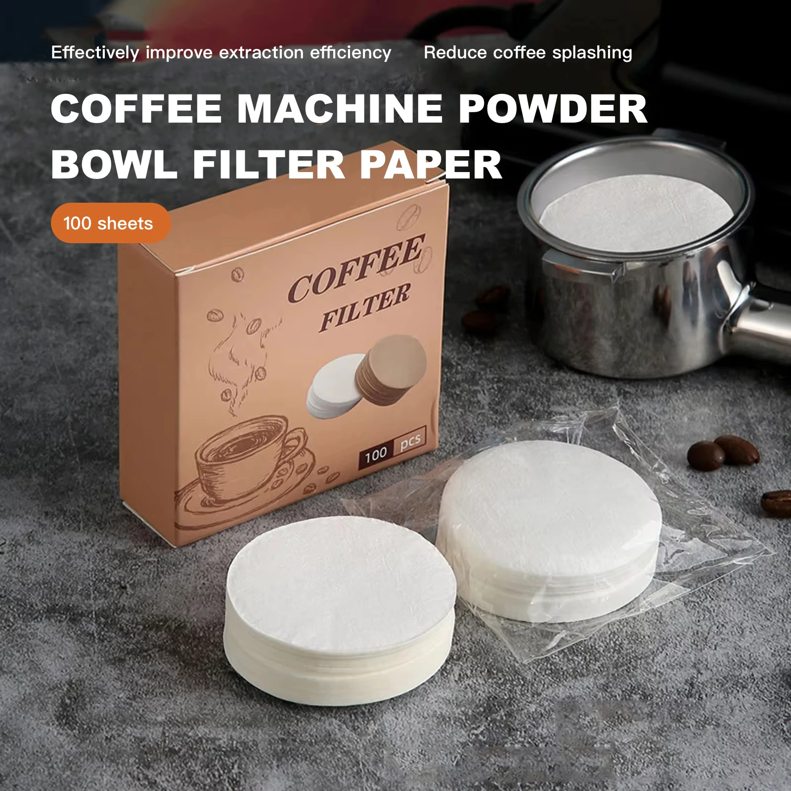 Coffee Filter Paper Round Secondary Water Filter Paper Disposable Home Handle Special Powder Filter Coffee Tools 51/53/58mm 100p