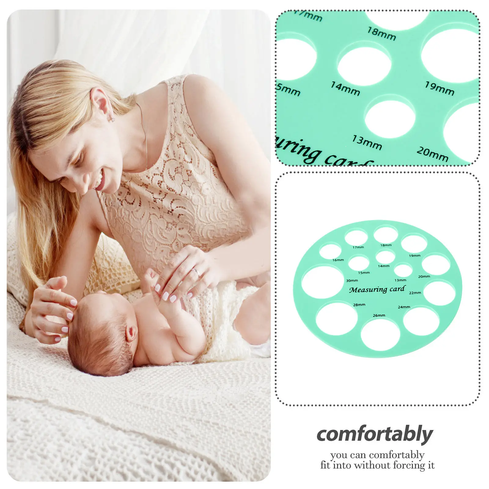 Silicone Nipple Measuring Tool Round Green Card Flange Size Measure for Women Nipples Pacifier Sizer Baby Comfort Safety
