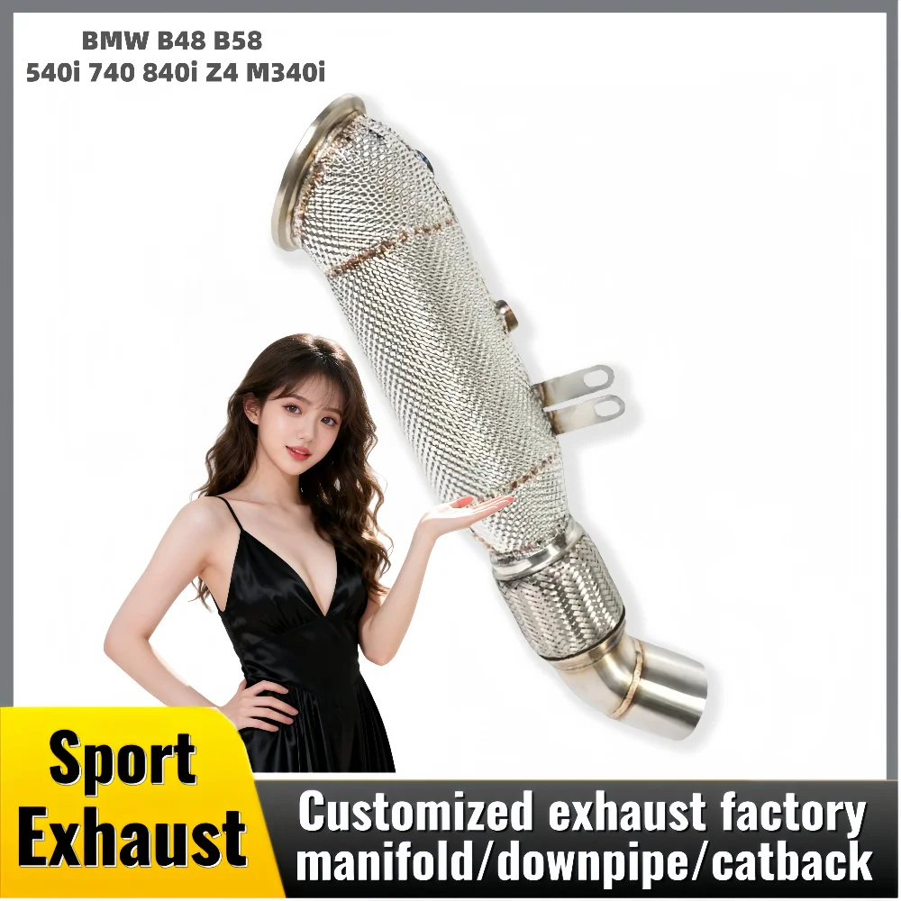 Для BMW B48 B58 540i 740 840i Z4 M340i без выхлопной системы автомобиля из нержавеющей стали, модернизация мощности головки выхлопной трубы