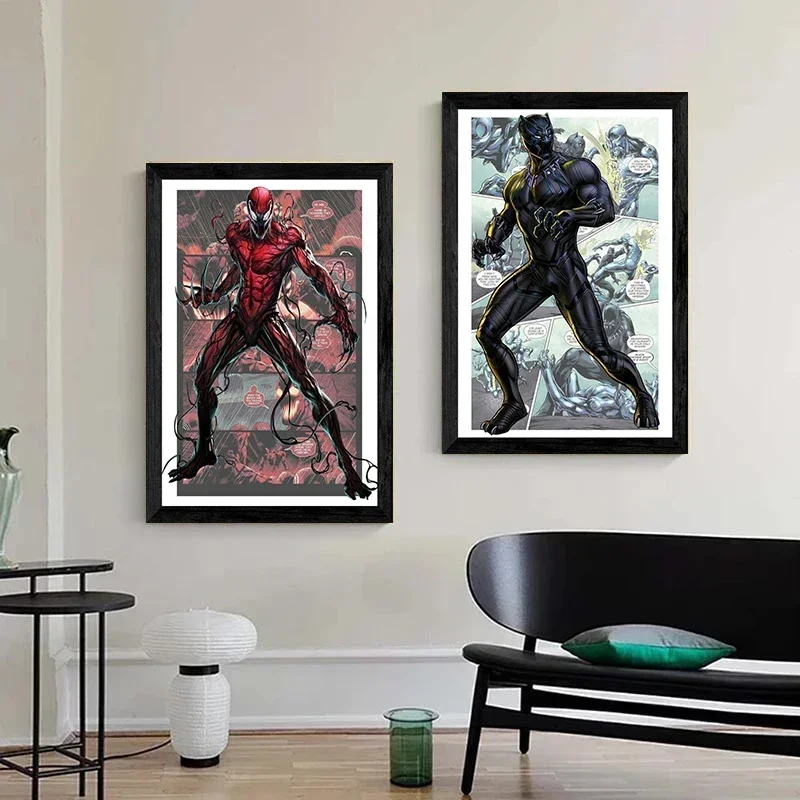 1PCS frameless Marvel Avengers Comic Poster Spiderman Iron Man Hurk Posters Superhero Canvas Painting Wall Art Home Decor - view 4