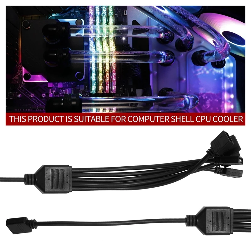 2Pcs Fan RGB Splitter Adapter Cable Motherboard Extension 5V 3 Pin Fan Cable Splitter For Computer Housing CPU Cooler