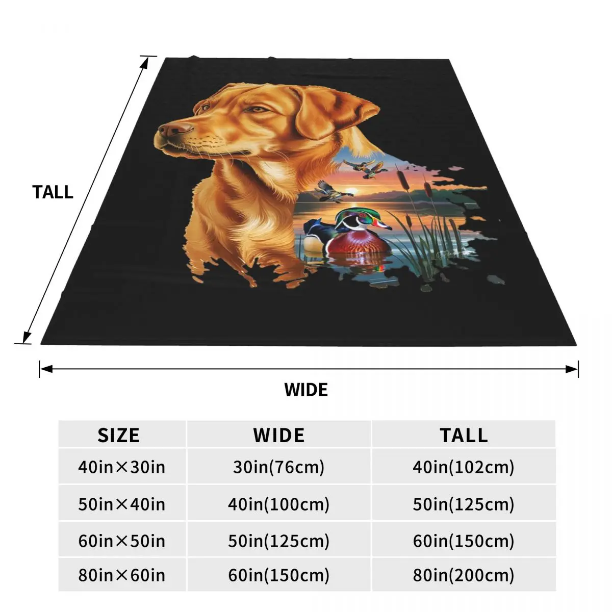 Fox Red Labrador And Wood Duck Sunrise Blanket Flannel Sofa Throw Blanket Breathable for Couch Bedding Throws Bedspread Quilt