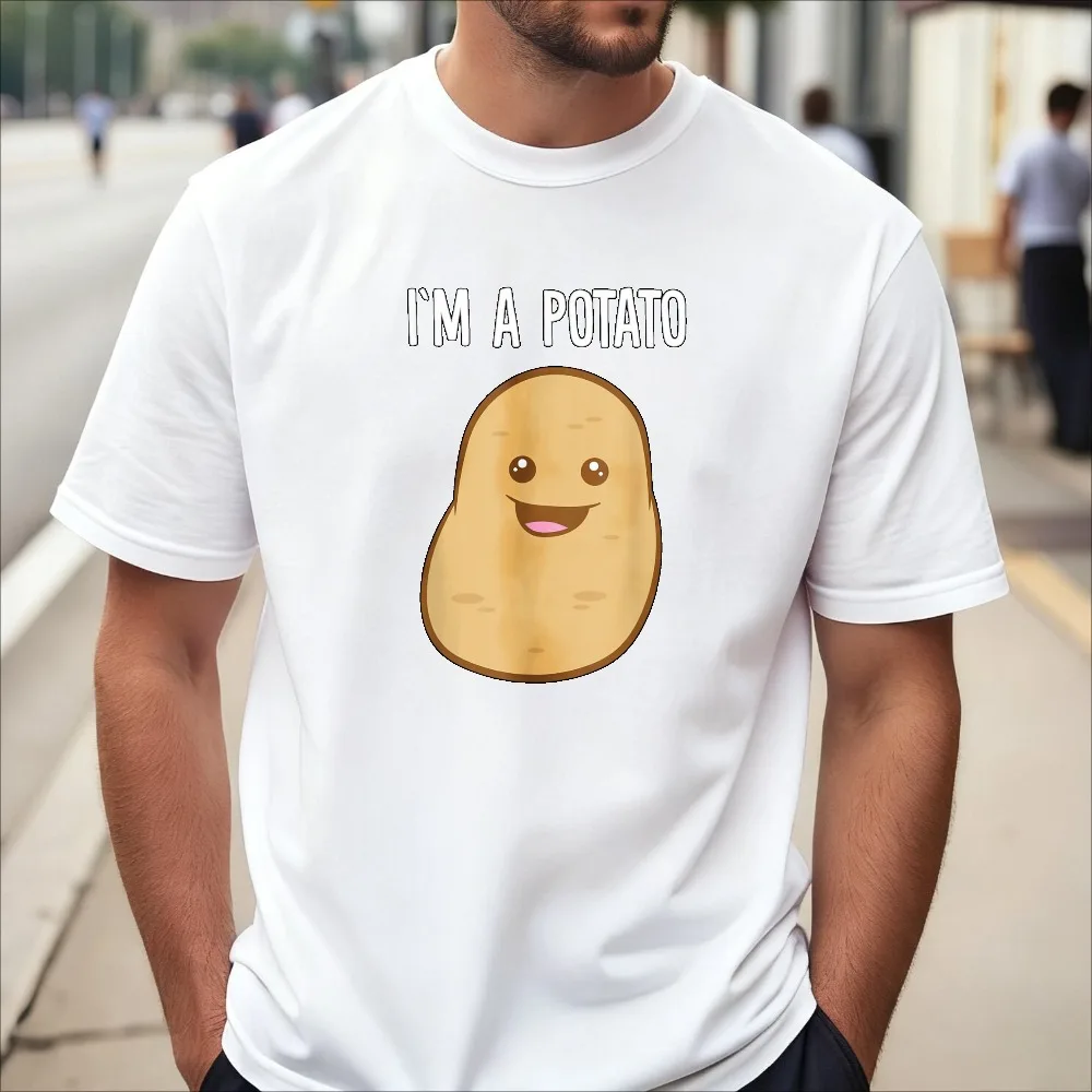 I'm A Potato Funny Cartoon Graphic Vegetarian Vegan Lover T-Shirt Summer Short Sleeve O-neck Casual Fashion Man Women Tees