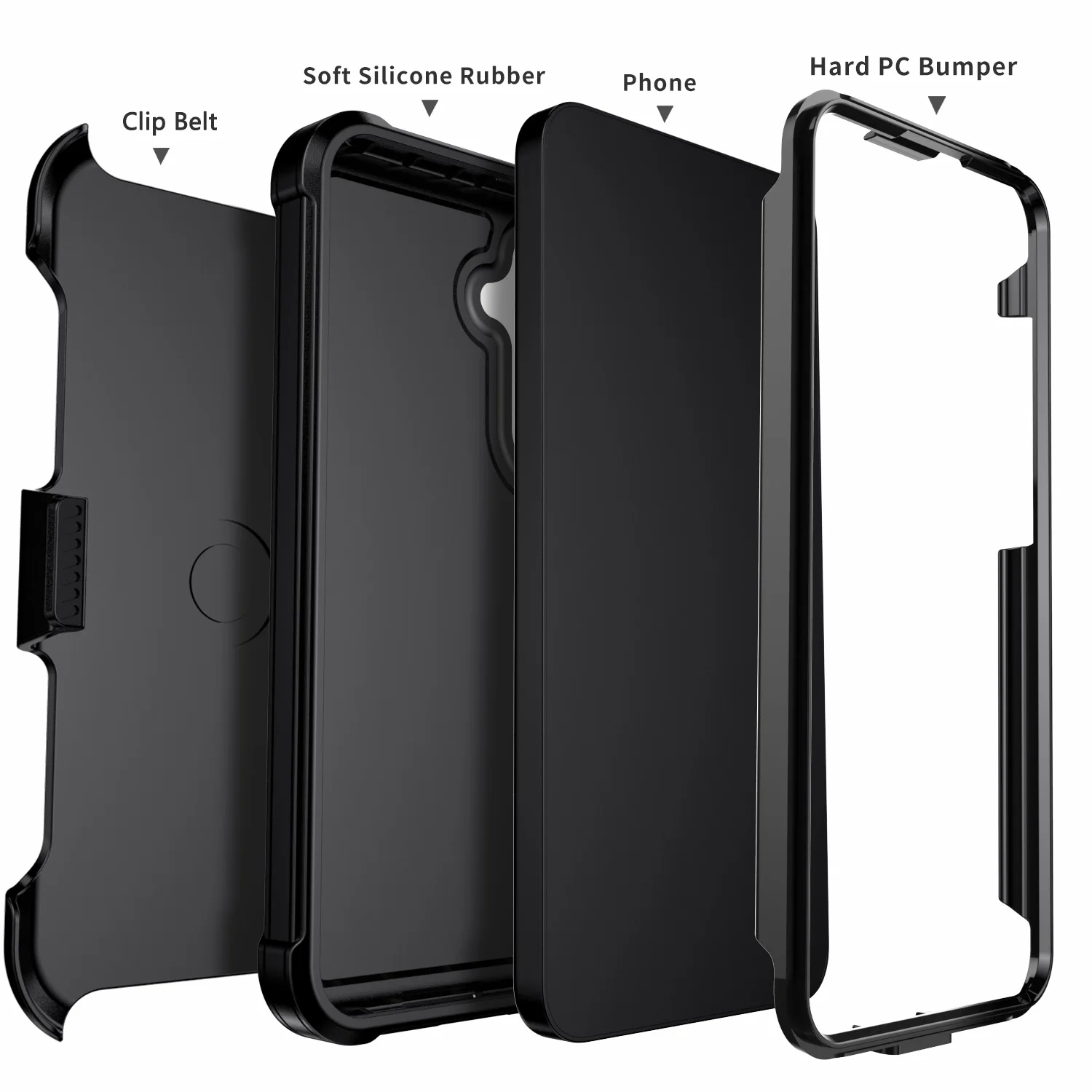 Funda negra para Samsung Galaxy S25 Ultra S25 Plus S25 5G, resistente a los golpes, resistente, protectora de doble capa, funda con Clip para cinturón