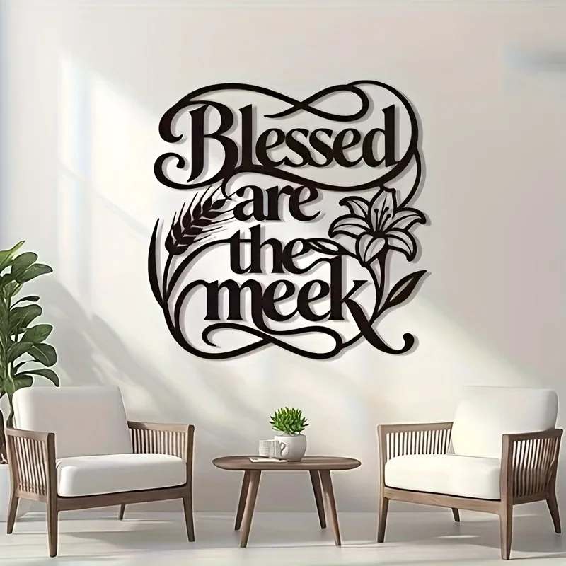 CIFBUY Bible Verse Wall Art Metal Religious Iron Sculpture Matthew 5 5 Blessed Are The Meek Scripture Home Decor Indoor Outdoor