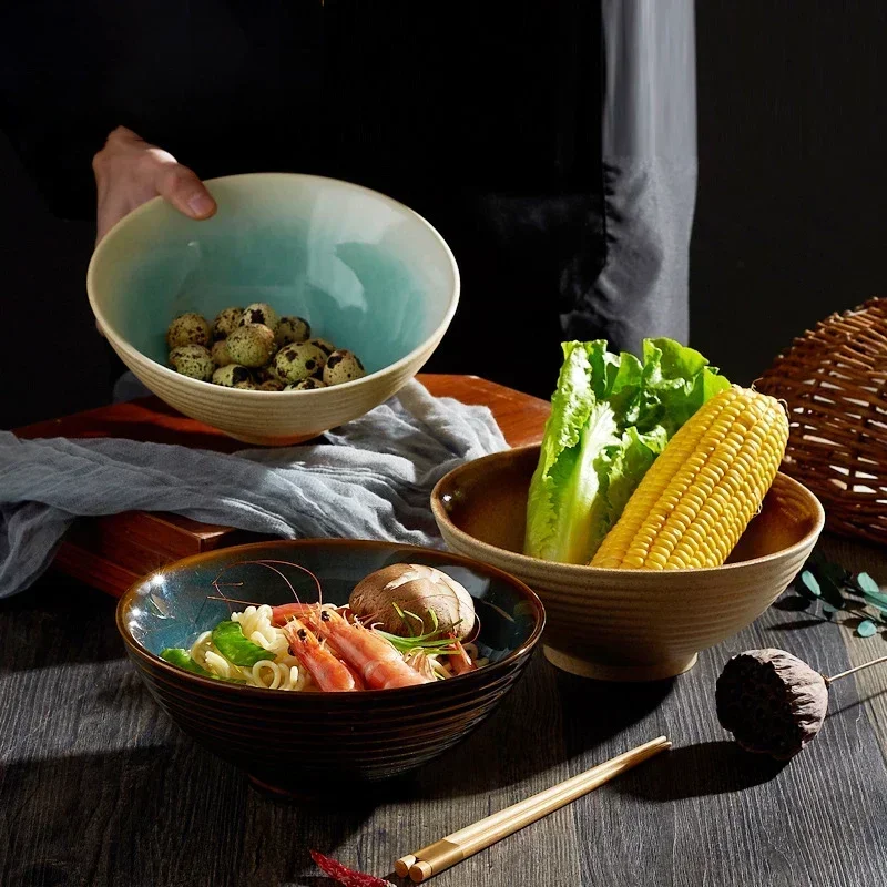 

Horno de cerámica esmaltado, cuenco para ramen doméstico, fideos instantáneos, tazón de sopa