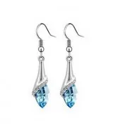 Fashion White Blue Big Crystal Stone Necklace Earring Long Earrings For Women With Stone Dangle Female Wedding Earrings
