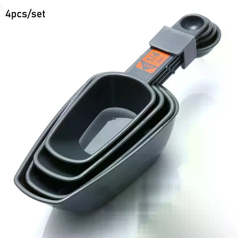 4Pcs/Set PP Plastic Measuring Spoons With Scale 1/4 Cup To 1 Cup Coffee Measuring Scoops Baking Cooking Kitchen Home Tool