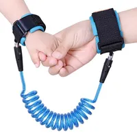 ESCAM NEW Blue PU&Stainless Steel Contraction Toddler Safety Harness Child Safty Wrist Link Anti-lost Child Belt Adjustable