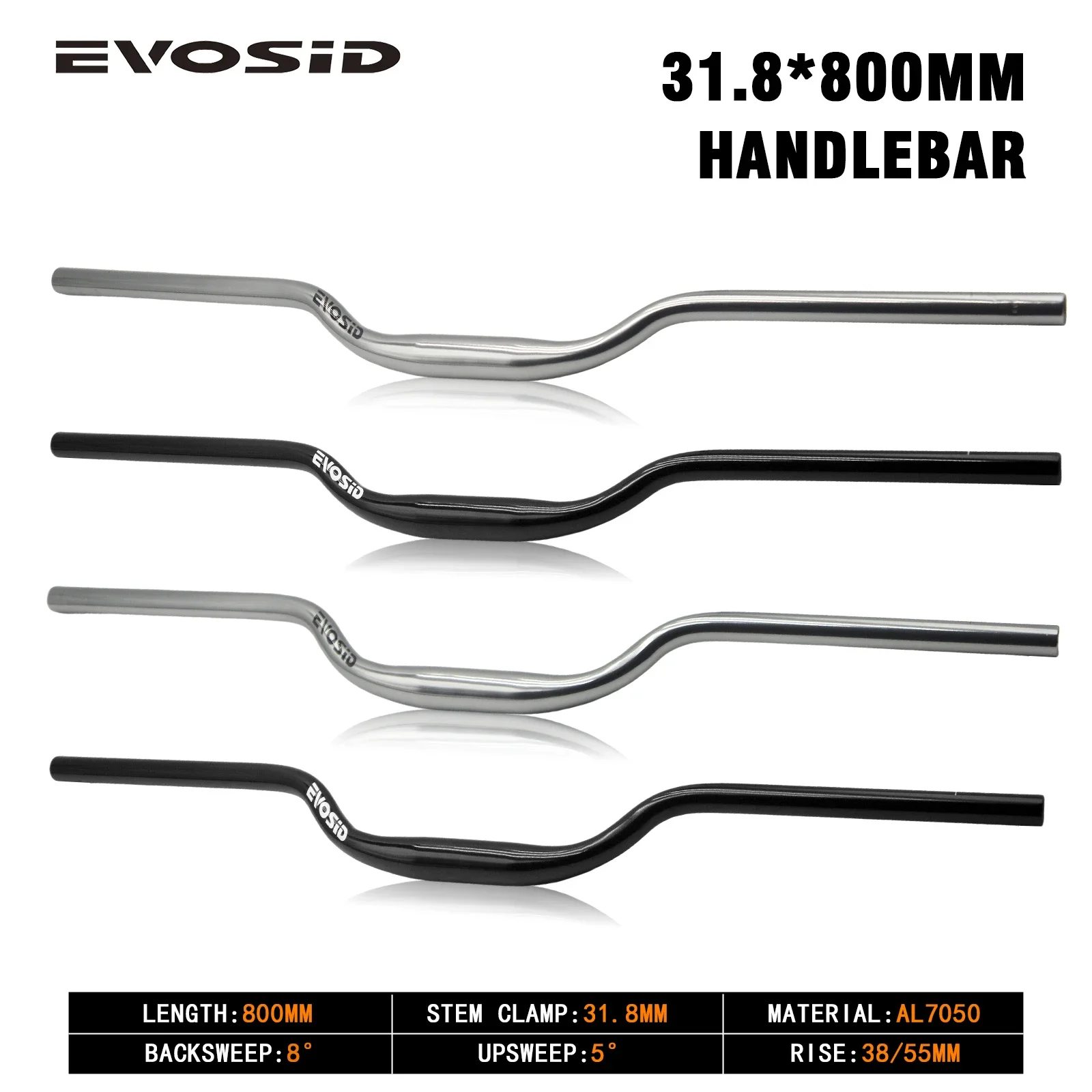 

EVOSID MTB велосипед руль в форме ласточки 31,8 мм из алюминиевого сплава 7075 руль для горного велосипеда 55 мм велосипедная стойка AM/DH/XC
