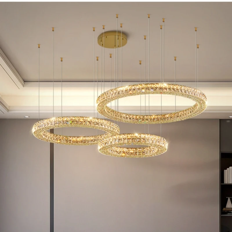 

Modern Luxury Led Transparent Crystal Pendant Lamp Living Room Bedroom Kitchen Hotel K9 Gold Silvery Chandelier Home Decor Light