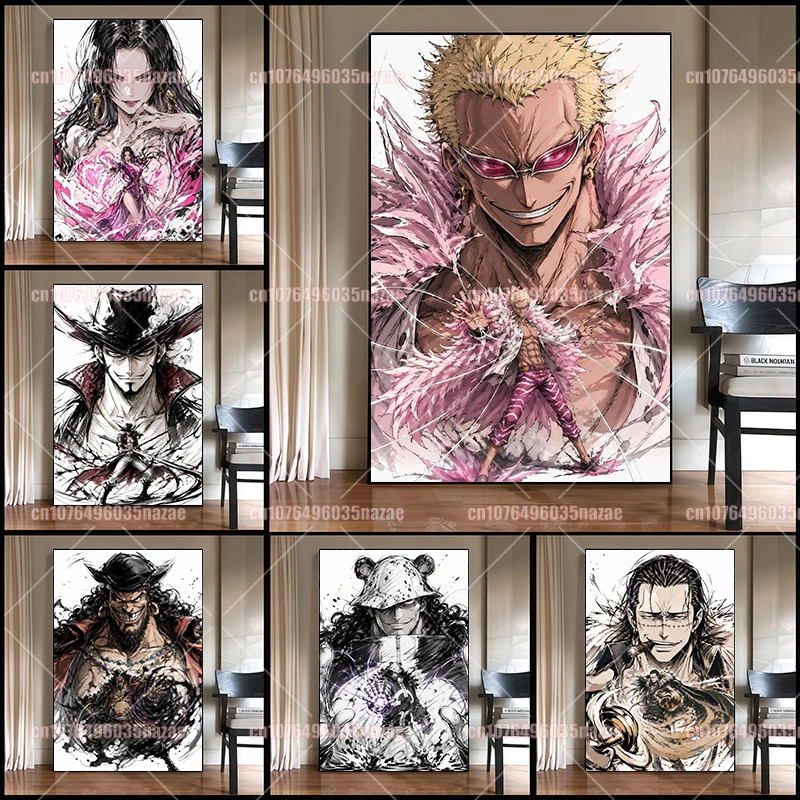 

Classic Anime One Piece Modern Home Decoration Poster Wall Ink Graffiti Art Painting HD Print Bar Living Room Decoration Mural