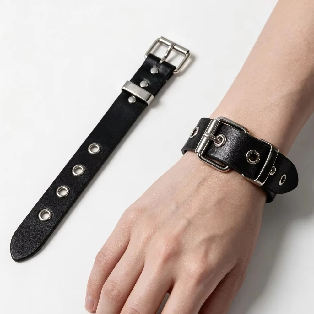 Punk Leather Arm Cuff Adjustable Gothic Lolita Armband Cosplay Dance Live Stream Accessory Couple Bracelet Fashion Jewelry