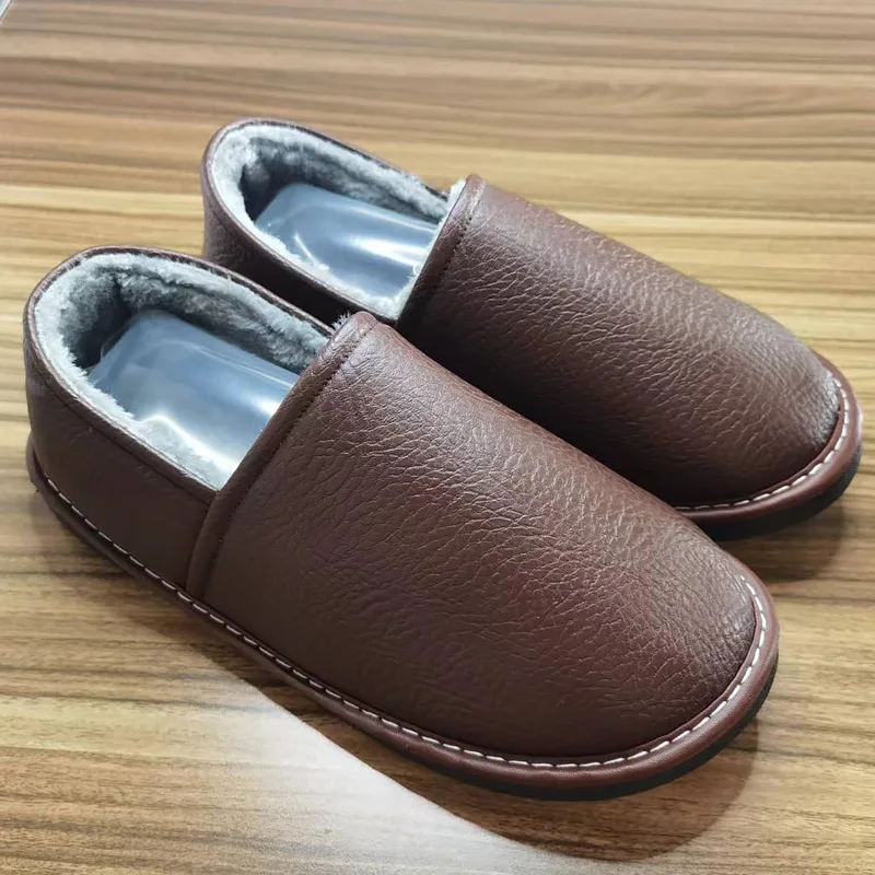 Big Plus Shoes for Men Women Cheap Indoor Fur Slides Men's Size 35-48 Runway Slippers Home Non-slip House Leather Slipper