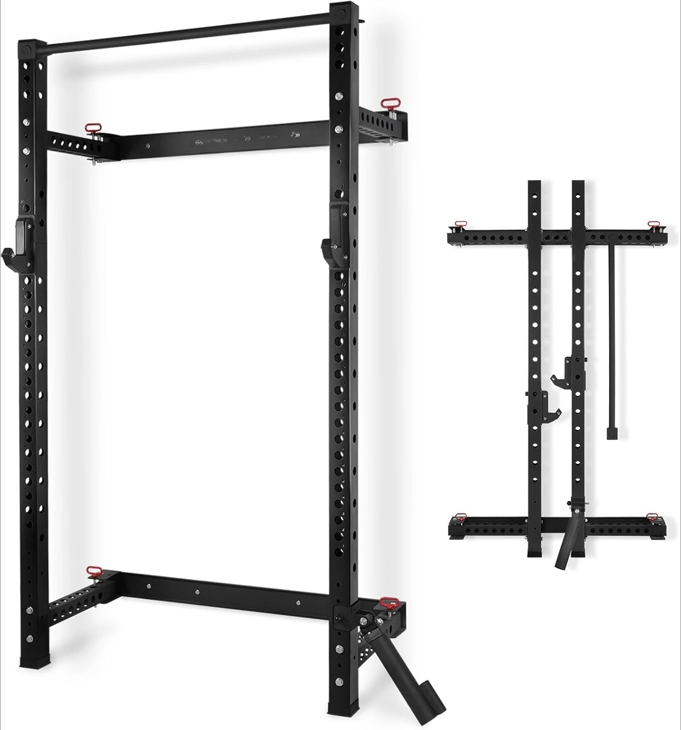 

Складная стойка для приседаний 2,36'' x 2,36'' для домашнего спортзала, настенная стойка для приседаний с насадками — компактная стойка для приседаний, экономящая пространство