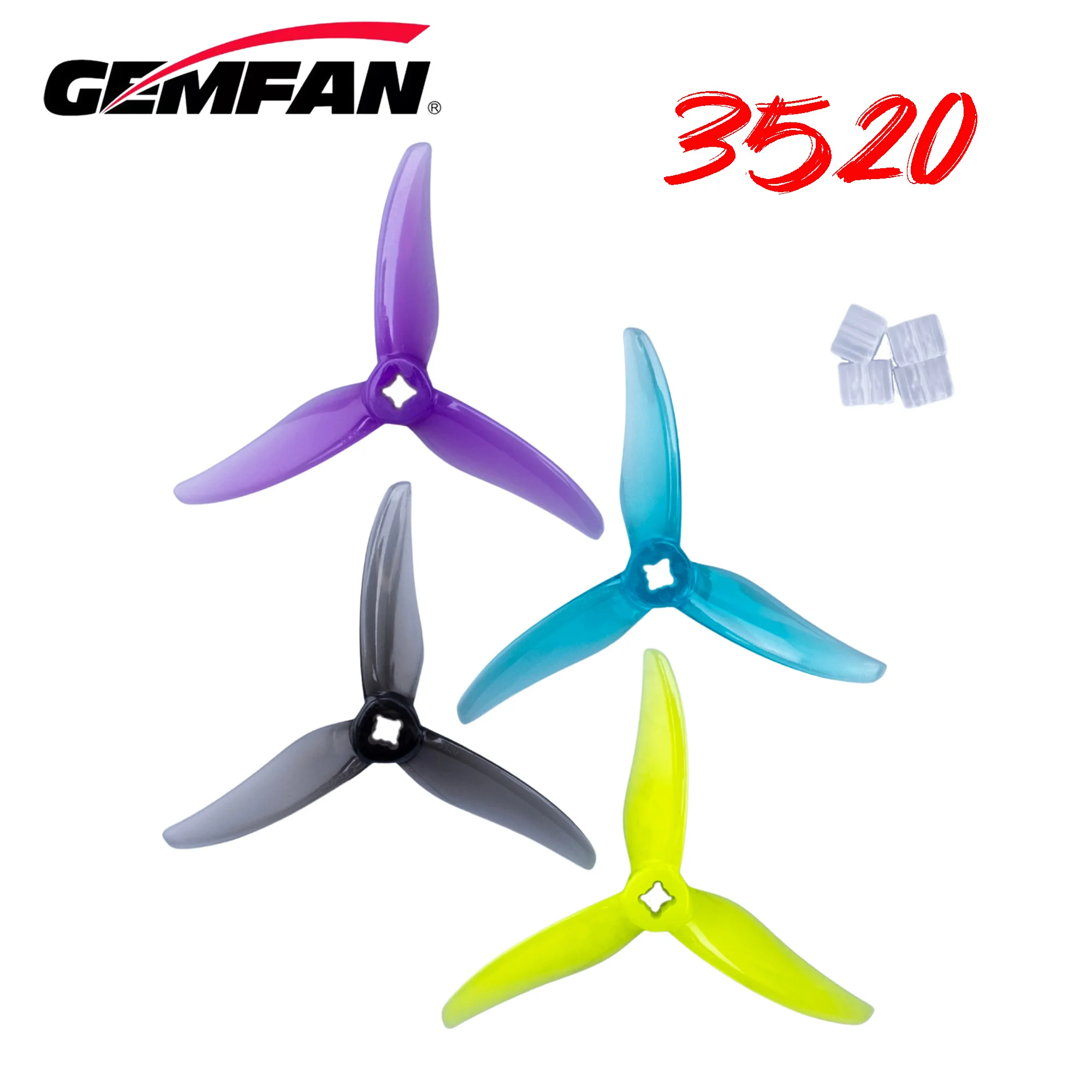 2pairs Gemfan Hurricane 3520 3.5X2X3 3 3 Blade/ tri-blade FPV Propeller 2204 CW CCW for 3’’ Toothpick 3.5inch FPV Racing Drone