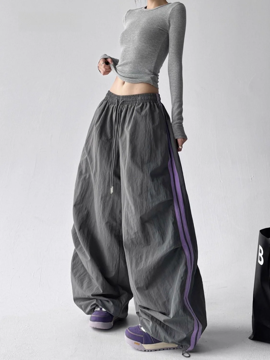 

Thickened Fleece Work Pants Women's Casual Loose Straight Leg Sport Trousers Autumn Winter High Waist Wide Leg Pants