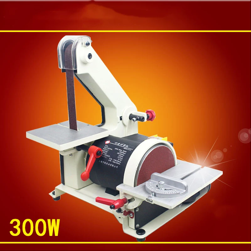 220V 300W Woodworking Sanding Belt Machine Sanding Disc Desktop Polishing Machine Sander Sanding Machine Desktop Knife Grinding