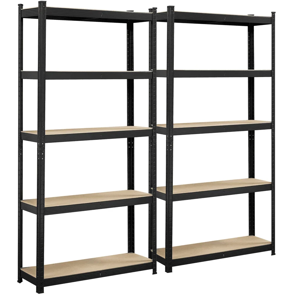 2PCS 5 Tiers Adjustable Storage Shelf Units for Garage, 35.5″ L*12″ W*71″ H, Black