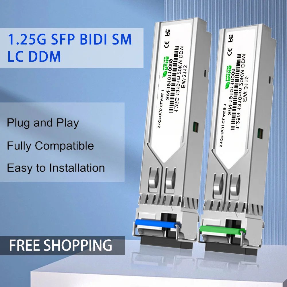 

1 Pair 20km LC SFP Module 1.25G SFP Optic Fiber Module Simplex Fiber Single mode Compatible with Cisco/Mikrotik/Huawei Switch