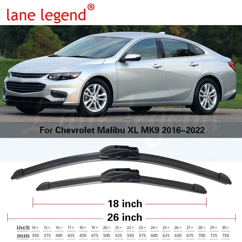 2x For Chevrolet Malibu XL MK9 2016 2017 2018 2019 2020 2021 2022 Car Windscreen Wiper Blades Rubber Cutter Accessories U J Hook