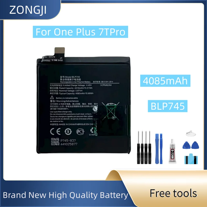 

Новый аккумулятор BLP745, 4085 мАч, сменный аккумулятор для OnePlus 7T Pro, аккумуляторы для мобильных телефонов + бесплатные инструменты