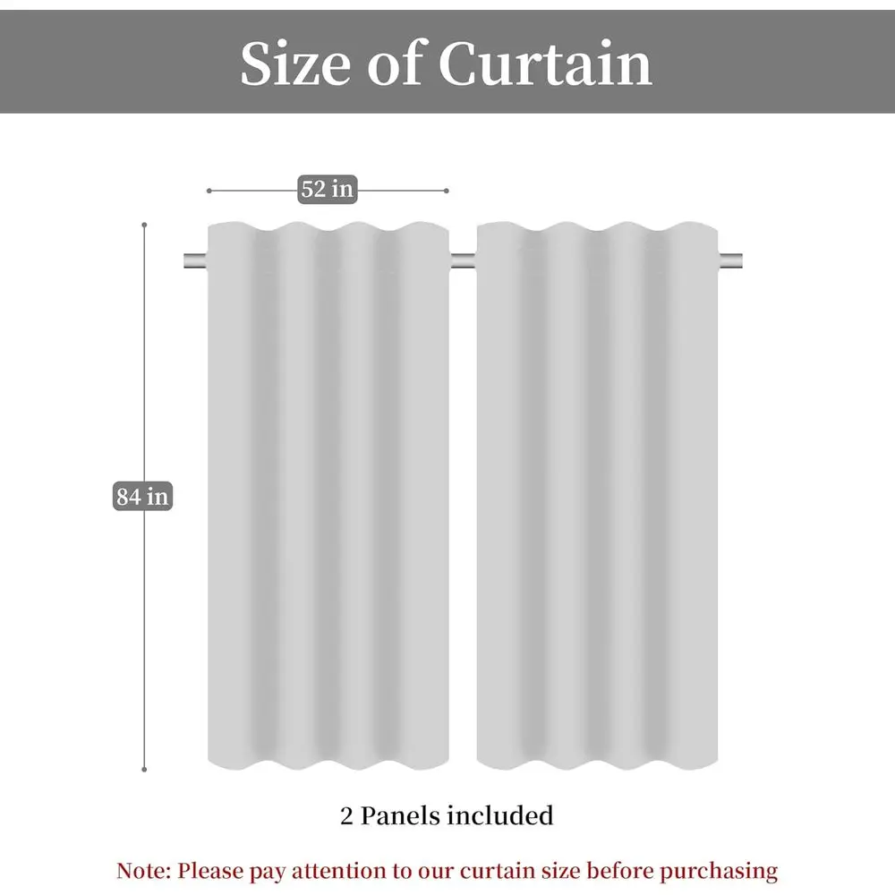 Eleganckie szare zaciemniające zasłony z damasku szenilowego z wiązaniami, z podszewką, do sypialni i salonu (2 panele, 132 x 213 cm)