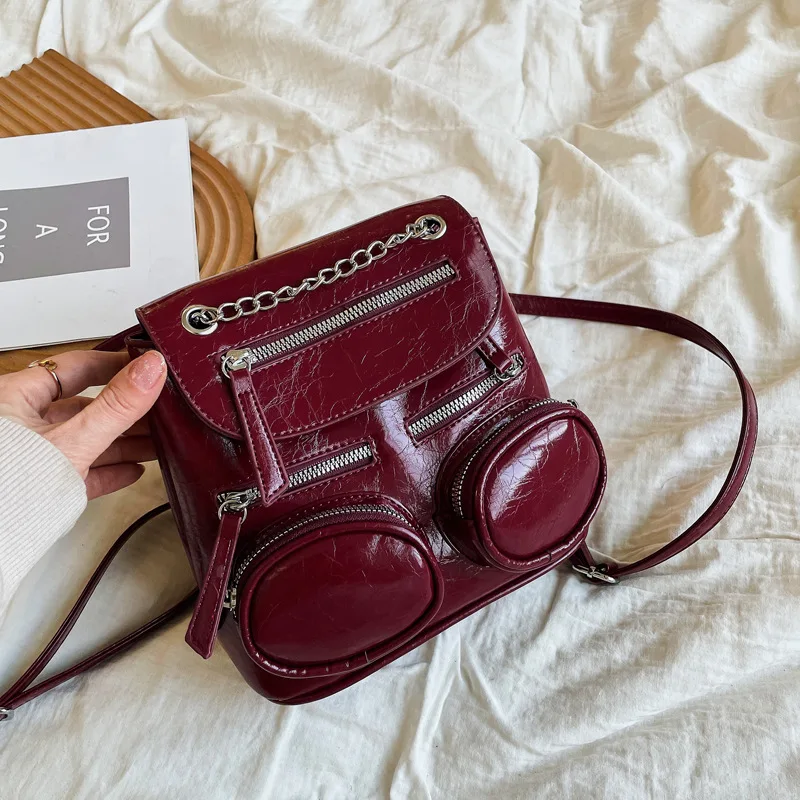

2025 Stylish Vintage Mini Backpack for Women – Trendy Spacious Rucksack, Retro Motorcycle Shoulder Bag, Commuter Handbag
