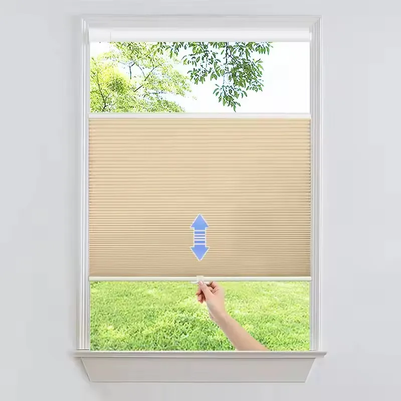 Cheapest Price Custom Size Top Down Bottom Up No Need Drill Hole Manual Spring Cordless Honeycomb Cellular Shades For Windows