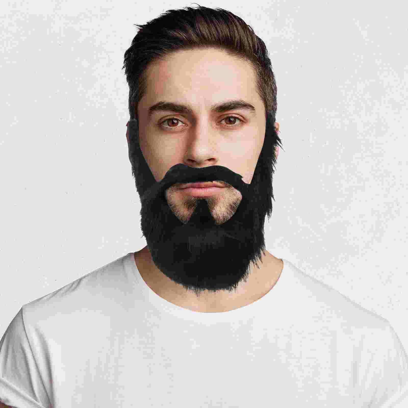 Adereços de barba falsa para homens e crianças, 2 peças, fantasia, festa, dia das bruxas, natal, cosplay, realista, macio, confortável, fácil de usar, economiza tempo