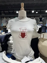 Donna Strawberry Bear Print Cute t-shirt 2024 Summer o-collo manica corta donna Casual Sweet Fashion Tshirt Y2k top