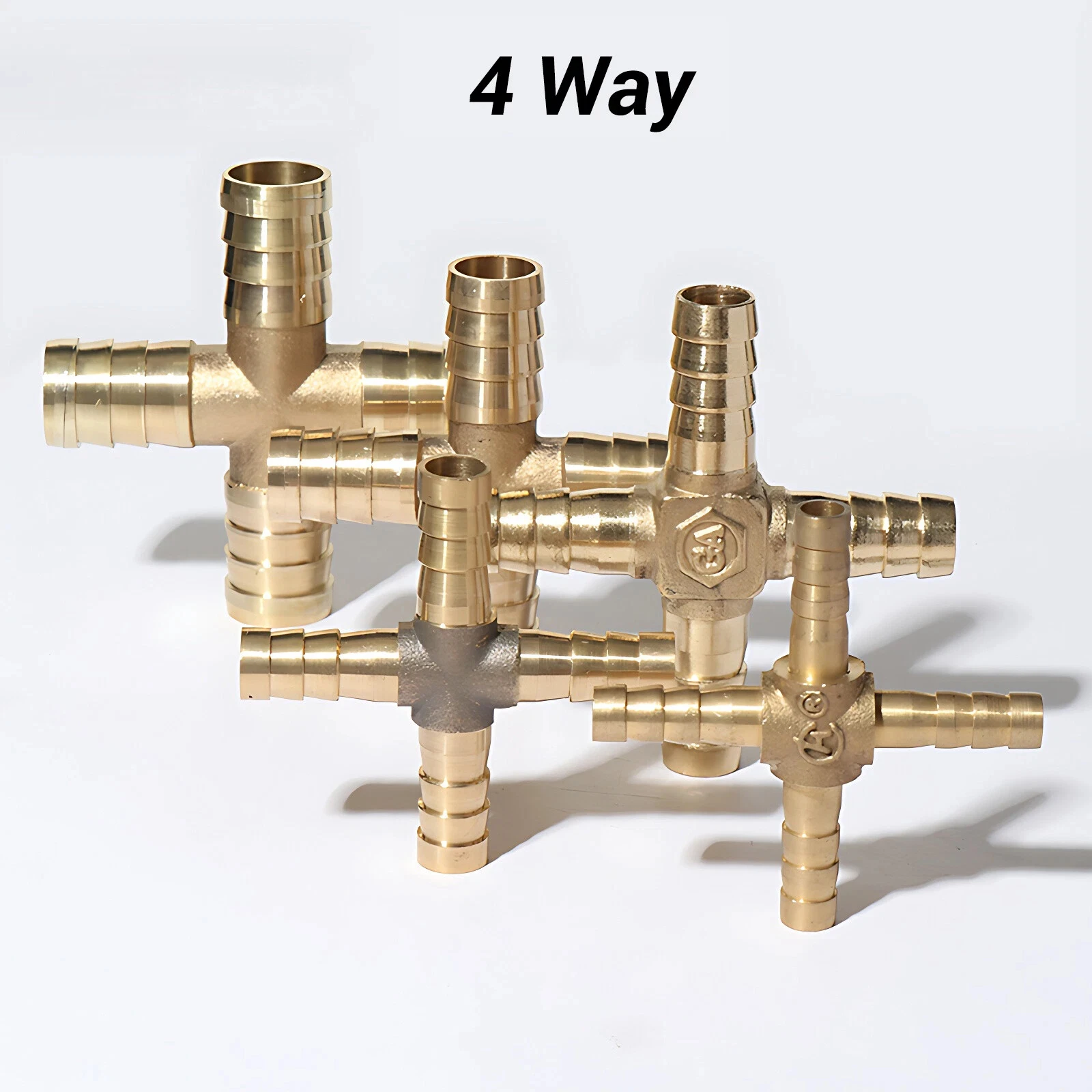 6/8/10/12/14/16/19mm Brass T Piece Y Piece 4 WAY Straight Piece Joiner Fuel Hose Joiner Tee Connector Air Water Gas VARIOUS SIZE