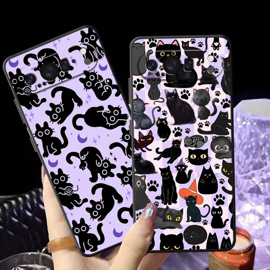 Funda para Google Pixel 10A 10 9 Pro XL 9a 8a 6 7 8 Pro 7a 6a Funda Phone Cover Black Cats