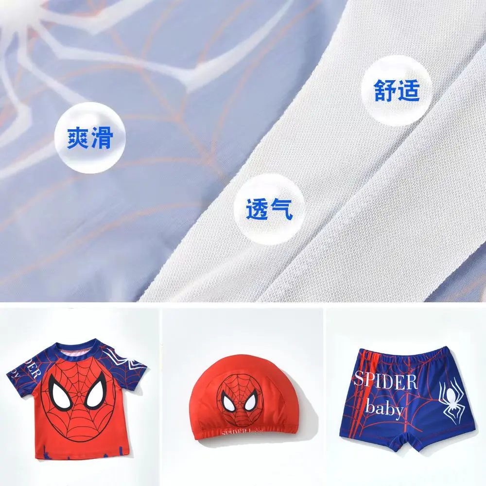 مجموعة ملابس السباحة الجديدة من Marvel Spiderman Boys Summer Cartoon Anime Fashion الرائعة الواقية من الشمس سريعة الجفاف وناعمة وقابلة للتنفس هدية