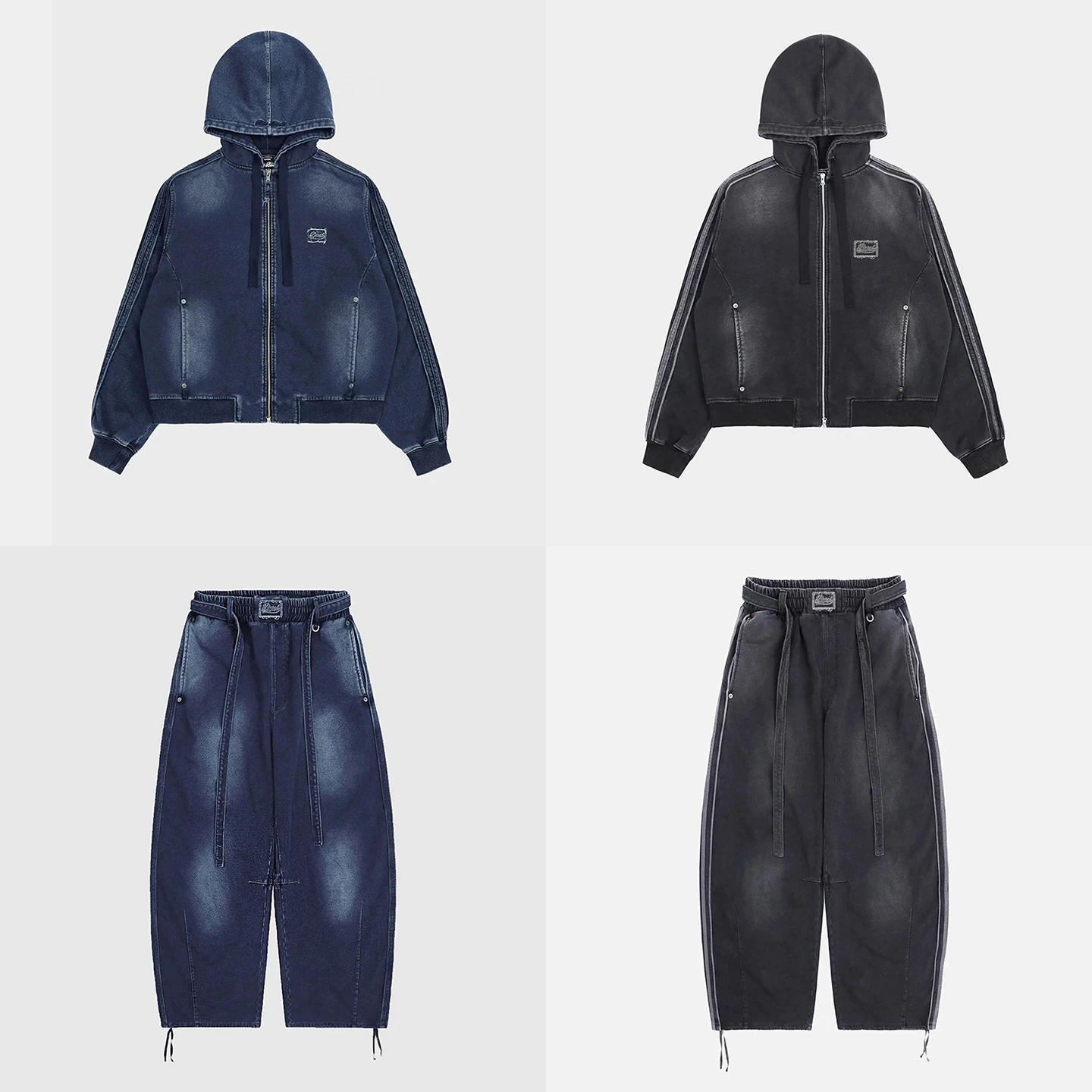 

American Sle Vintage Casual Hoodie Women Loose Sports Waed Jaet Top ort Jaet Sweatpants Two Piece Set Commute Sle